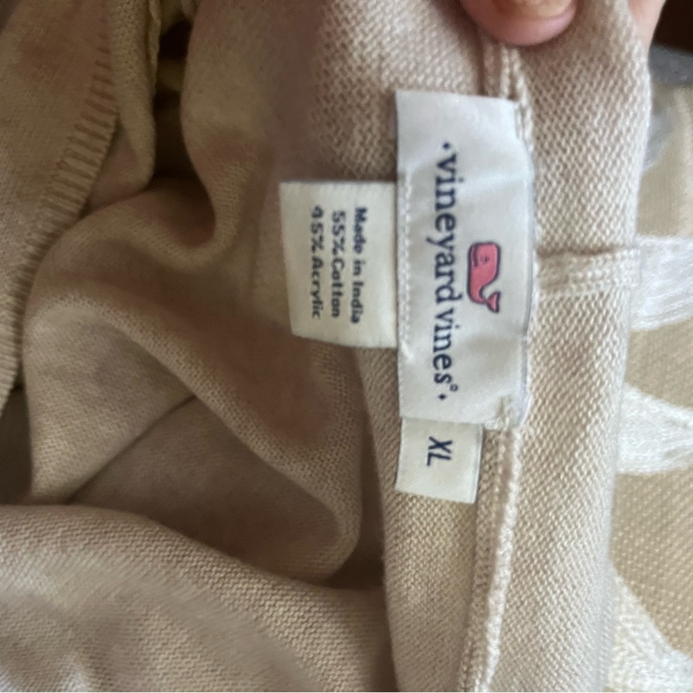 Vineyard Vines 🐳 Logo Hooded SweaterTop, Oatmeal, XL, EUC - Picture 7 of 10